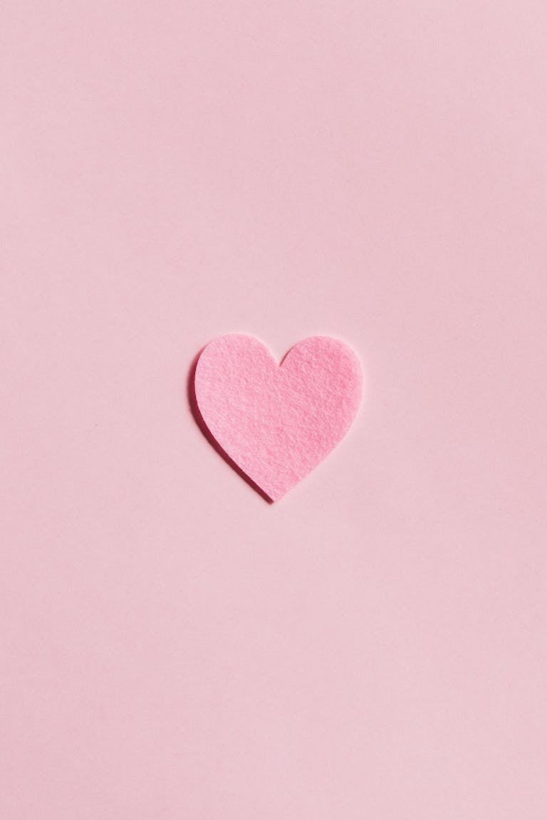 Paper Heart on Light Pink Background